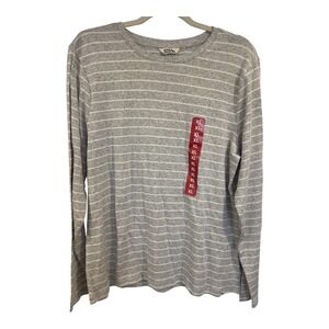 Eddie Bauer Womens XL Grey Striped Long Sleeve Crew Neck Tee EB010687 NWT
